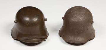 Two German World War I Combat Helmets