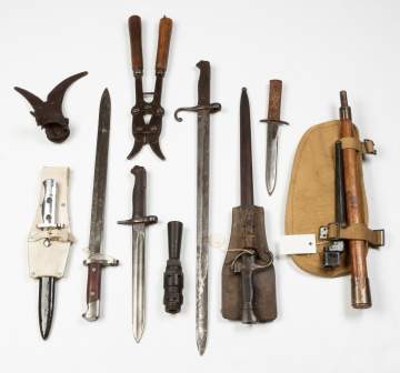 Group of Various Bayonets, Weapons, Equipment