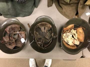 Three German WWI Combat Helmets