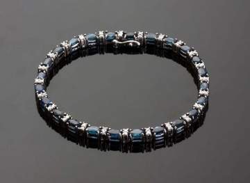 Sapphire and Diamond 14K White Gold Bracelet