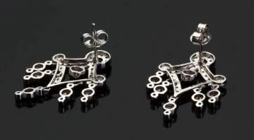 14K White Gold and Diamond Earrings