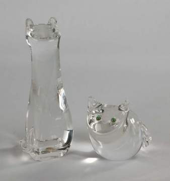 Pair of Steuben Crystal Cats
