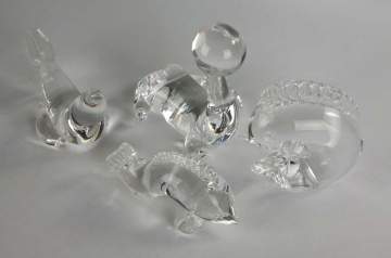 Group of 4 Steuben Crystal Fish and Seal Lion