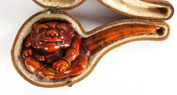 Carved Meerschaum Japanese Oni Tobacco Pipe