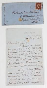  Letter signed William Morris, London, June 1868