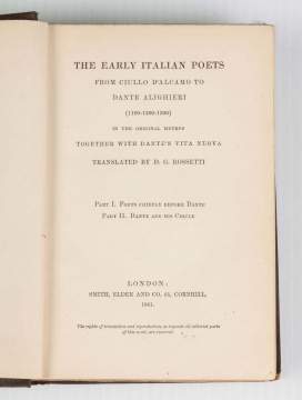 "The Early Italian Poets from Ciullo D'Alcamo to Dante Alighieri" Translated by D. G. Rosetti