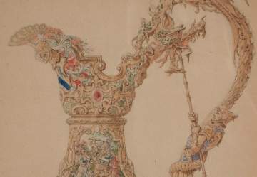 Artist Rendering for Gorham Silver Co. of Presentation Ewer