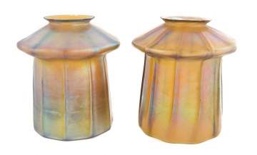 Pair of Steuben Gold Aurene Shades