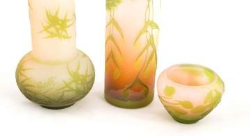 Three Galle Cameo Vases
