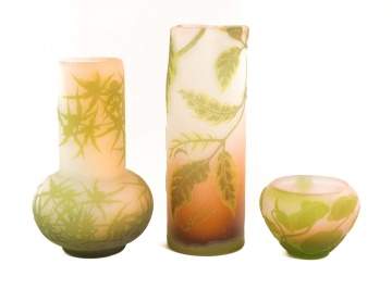 Three Galle Cameo Vases