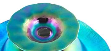 Steuben Aurene Blue Footed Compote