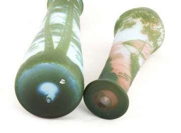 Pair of Devez Vases with Lake Scenes