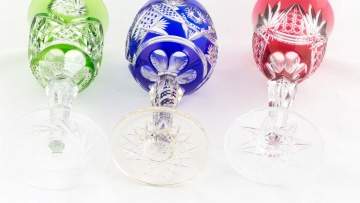 Three Overlay Cut to Clear Goblets