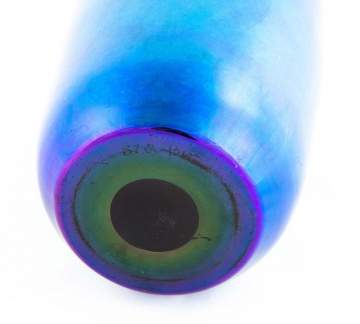 Steuben Blue Aurene Handled Vase