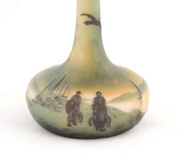 Muller Cameo Vase with Figures and Harbor