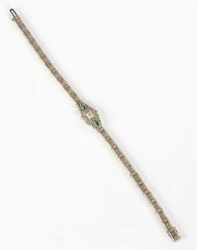 10K Bracelet with Diamond and Emeralds