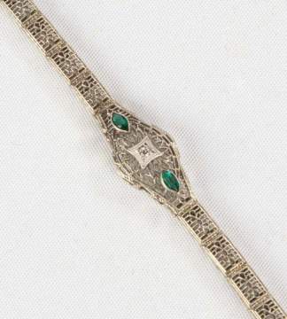 10K Bracelet with Diamond and Emeralds