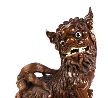 Carved Hardwood Chinese Foo Dog