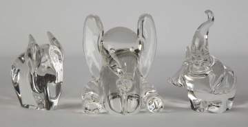 Three Steuben Elephants