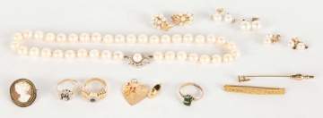 Group of Pearl and Gold Jewelry