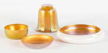 Steuben Gold Aurene Shade and Bowls