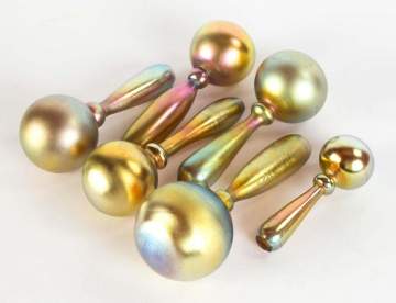 Six Steuben Gold Aurene Sock Darners