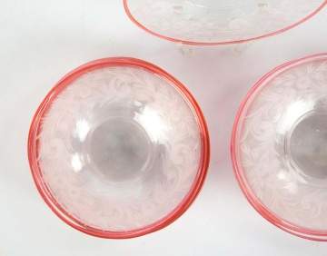 Steuben Pink Engraved Plates