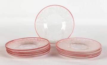 Steuben Pink Engraved Plates