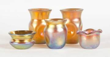 Group of Steuben Gold Aurene Toothpick Holders