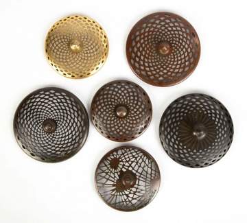Six Tiffany Studios Lamp Heater Caps