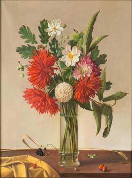 Fernand Renard (French, born 1912) Vase with Red Flowers