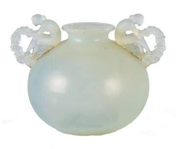 R. Lalique Opalescent Glass Bouchardon Vase