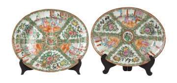 Two Chinese Export Rose Medallion Platters