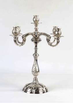 Calegaro, Italy, Silver Four Arm Candelabra