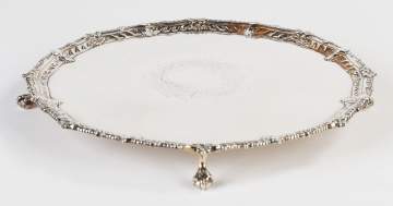 Sterling Silver Salver with Gadrooned Border and Claw and Ball Feet