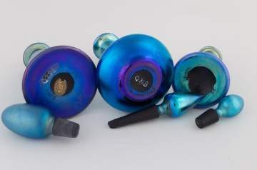 Three Steuben Blue Aurene Colognes