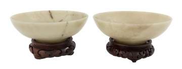 Pair of Chinese Carved Jade Bowls