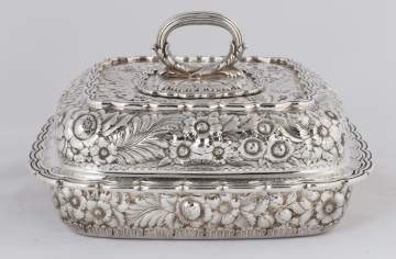 Tiffany & Co. Makers Sterling Silver Heavy Repousse Flower and Fern Covered Serving Piece