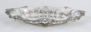Tiffany & Co. Makers Sterling Silver Footed Tray with Shell and Floral Repousse