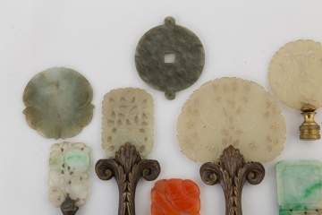 Group of Chinese Carved Jade Pendants and Finials
