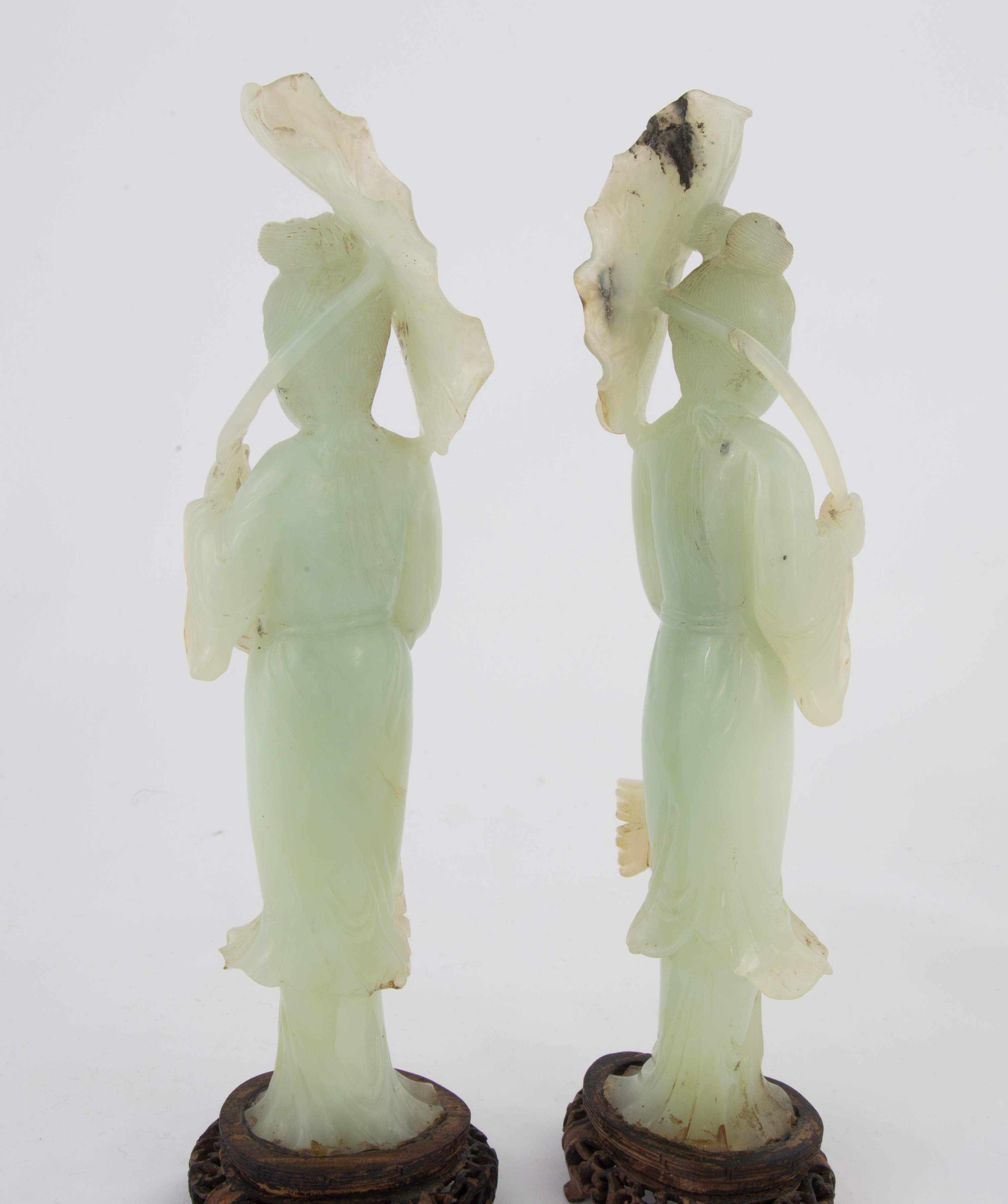 Chinese Carved Jade Geisha Girl Figures Cottone Auctions