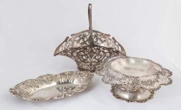 Sterling Silver Serving Pieces and a Basket