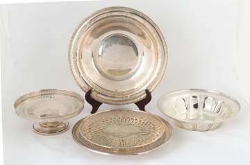 Group of Five Sterling Silver Trays and Bowls