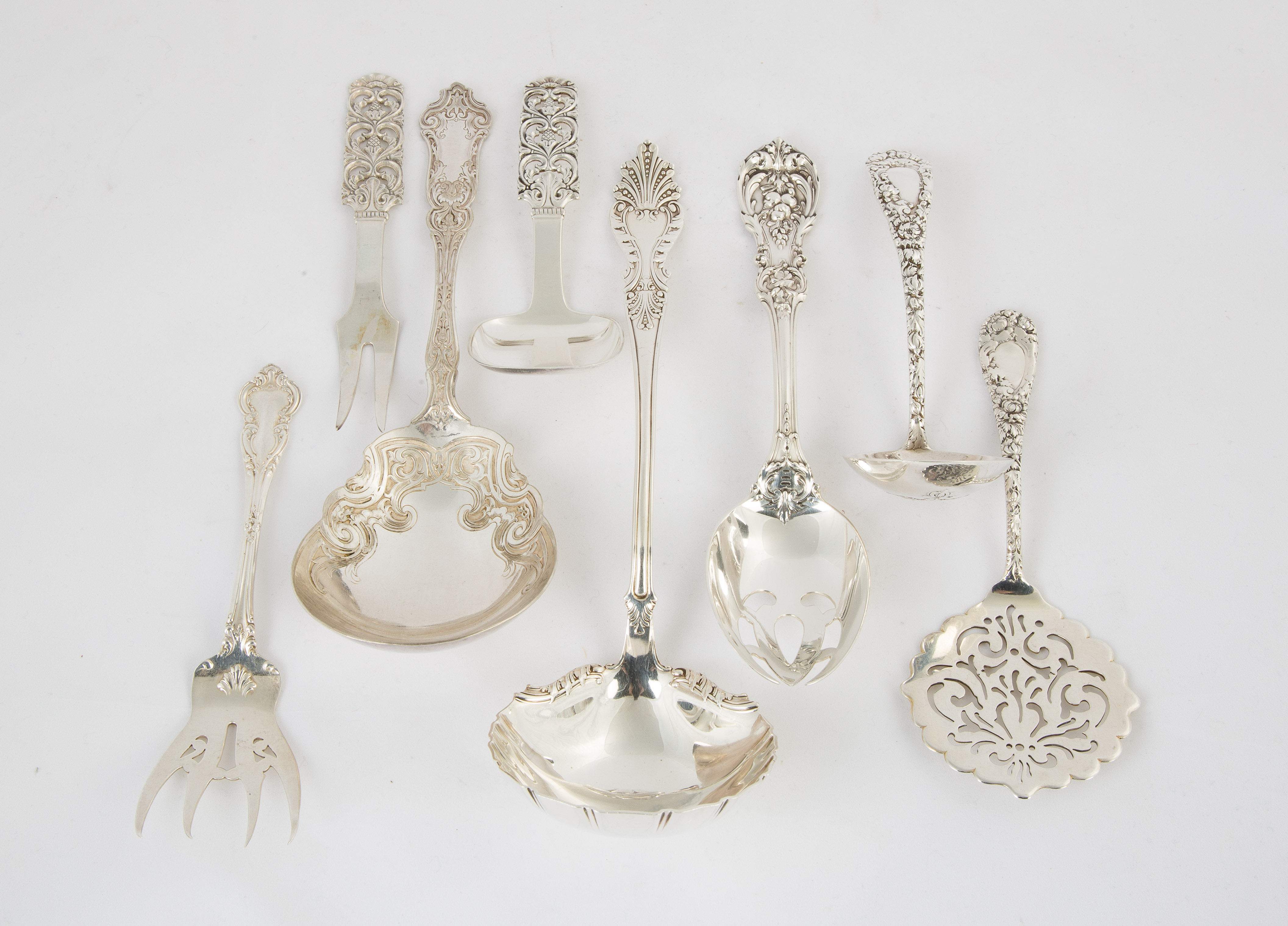 Eight Various Sterling Silver Serving Pieces Cottone Auctions