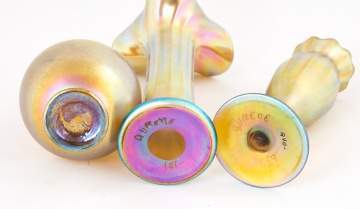 Three Steuben Gold Aurene Vases