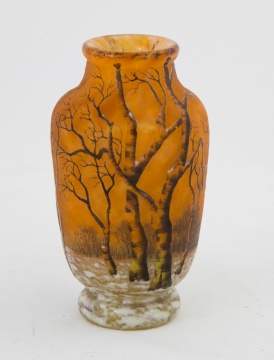 Daum Nancy Cabinet Vase with Winter Scene
