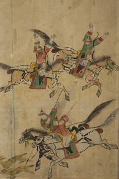 Asian Watercolor of a Warrior Scene