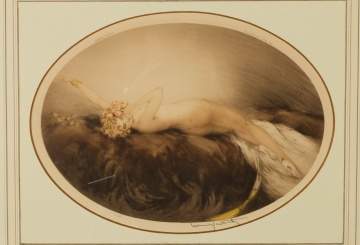 Louis Icart (French, 1888-1950) Reclining Nude