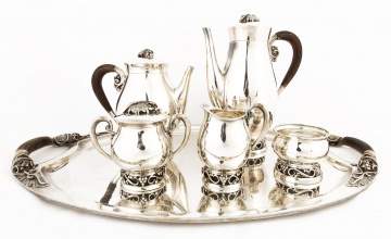 Mexican Sterling Silver Six Piece Tea Service by Codan 
