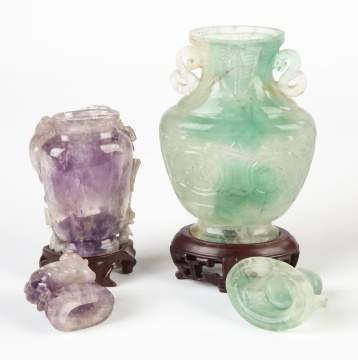 Chinese Rock Crystal Covered Urns